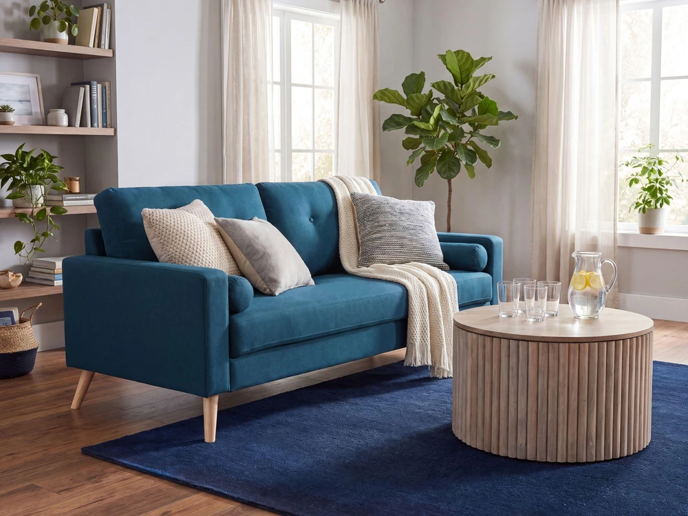 Beliani Dvivietė sofa KALMAR, jūros mėlynumo