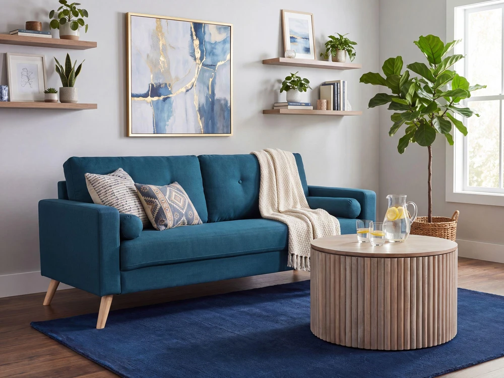 Beliani Dvivietė sofa KALMAR, jūros mėlynumo
