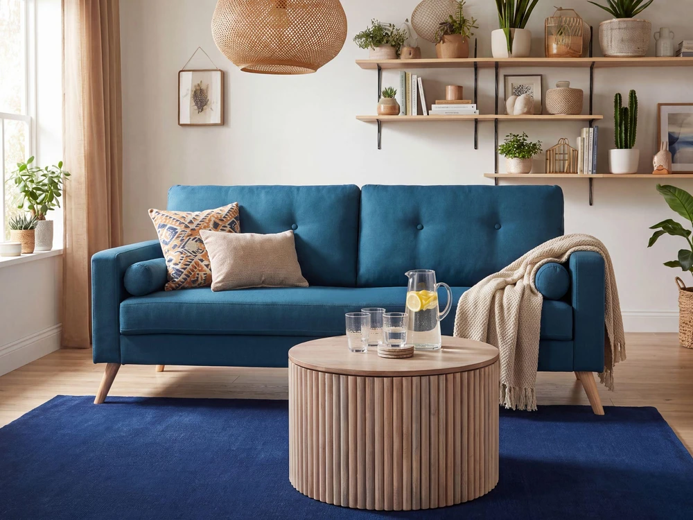 Beliani Dvivietė sofa KALMAR, jūros mėlynumo