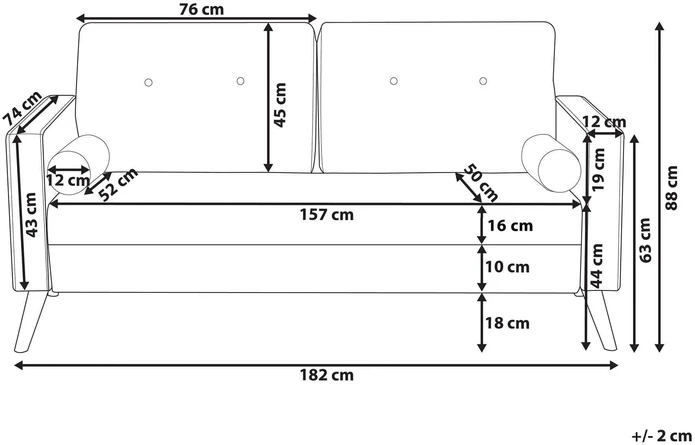 Beliani Dvivietė sofa KALMAR šviesiai pilka