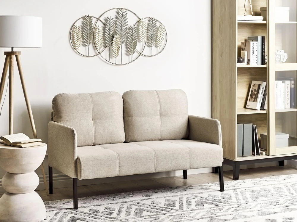 Beliani Dvivietė sofa LAHTI šviesiai smėlio spalvos