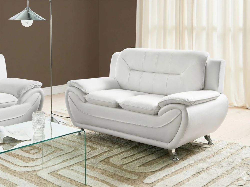 Beliani Dvivietė sofa LEIRA, eko oda, balta