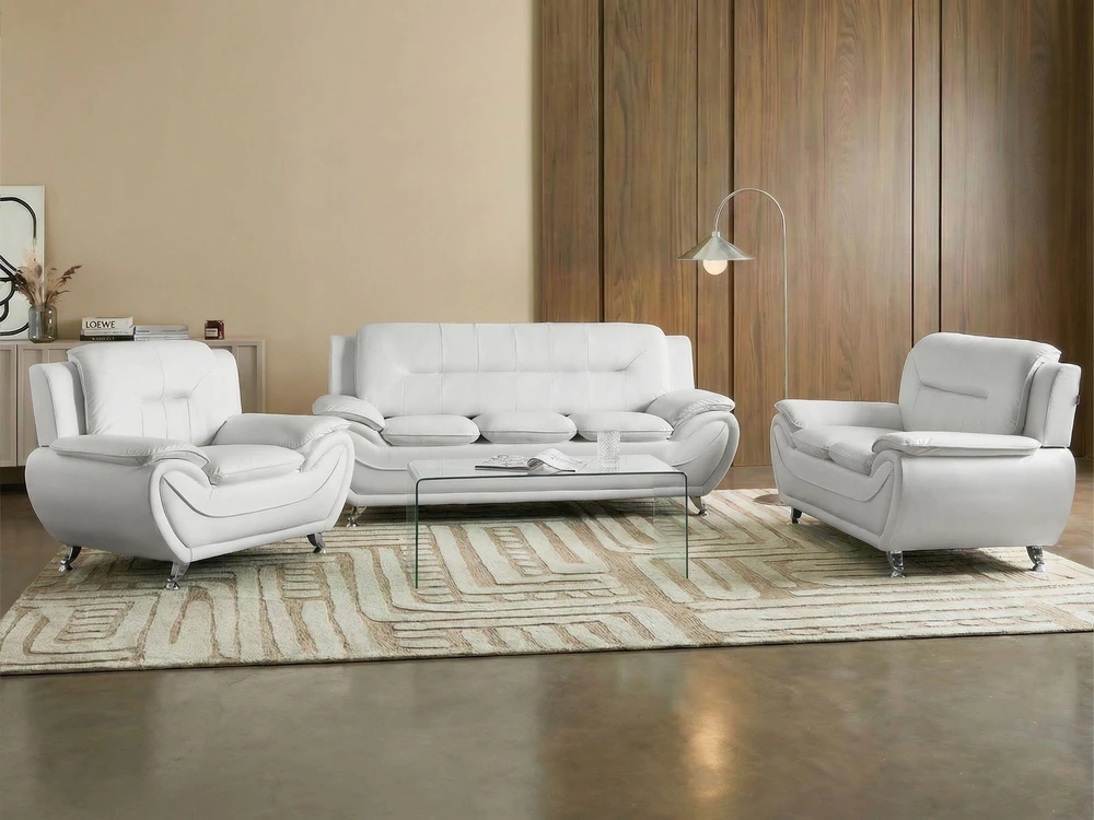 Beliani Dvivietė sofa LEIRA, eko oda, balta