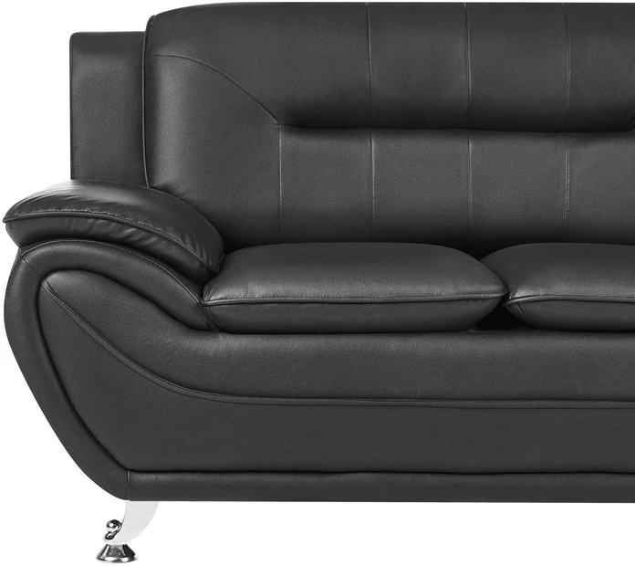 Beliani Dvivietė sofa LEIRA, ekologiška oda, juoda