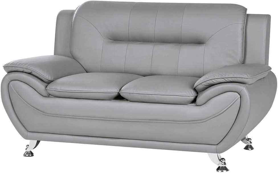 Beliani Dvivietė sofa LEIRA, veganiška ekologiška oda, pilka