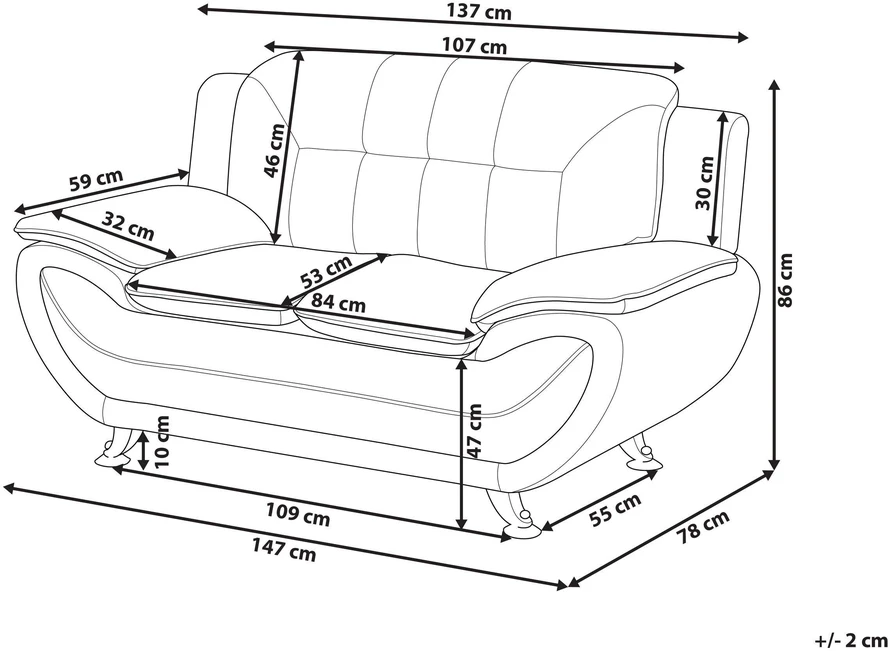 Beliani Dvivietė sofa LEIRA, veganiška ekologiška oda, pilka