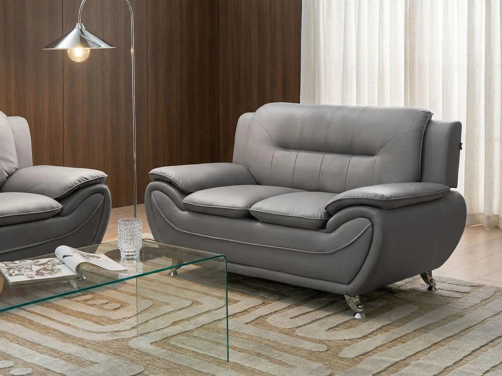 Beliani Dvivietė sofa LEIRA, veganiška ekologiška oda, pilka