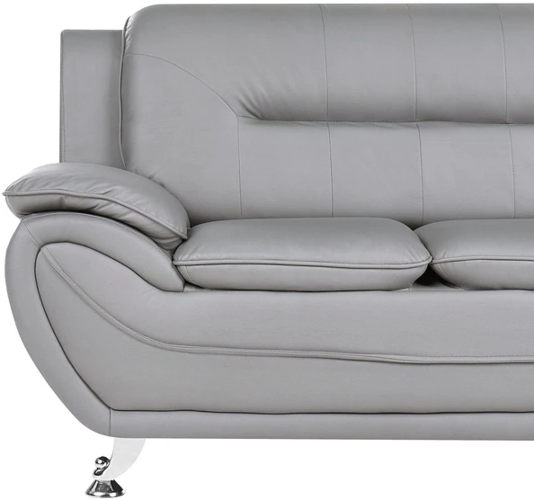 Beliani Dvivietė sofa LEIRA, veganiška ekologiška oda, pilka