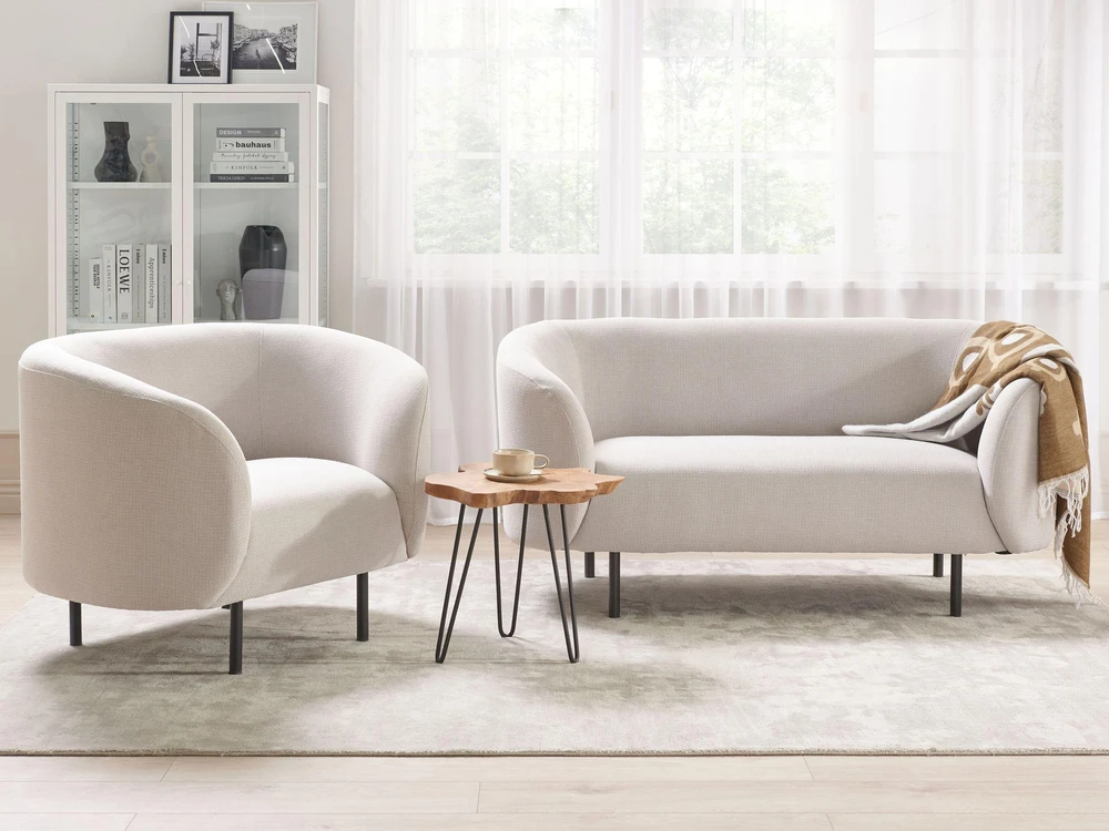 Beliani Dvivietė sofa LOEN, šviesiai smėlio spalvos