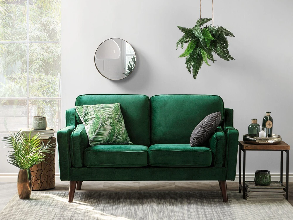 Beliani Dvivietė sofa LOKKA, veliūras, smaragdo spalva