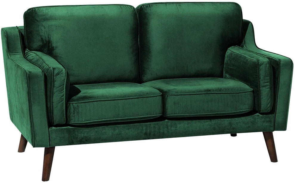 Beliani Dvivietė sofa LOKKA, veliūras, smaragdo spalva