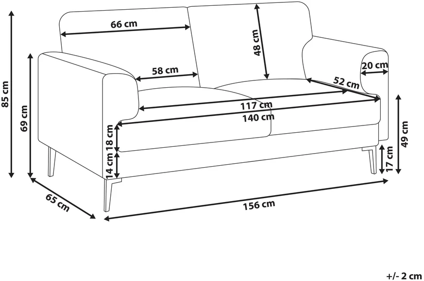Beliani Dvivietė sofa LOUSTO šviesiai smėlio spalvos