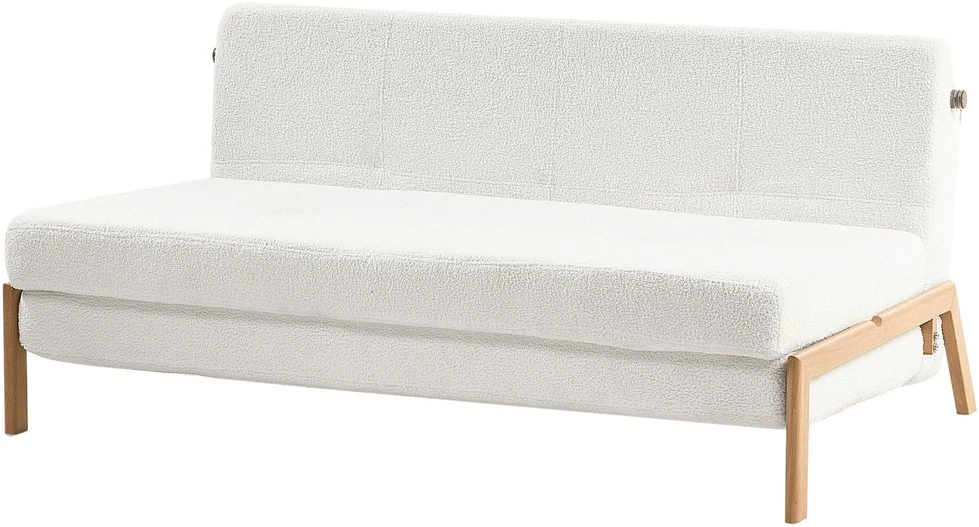Beliani Dvivietė sofa lova EDLAND iš „Boucle“ audinio, balta