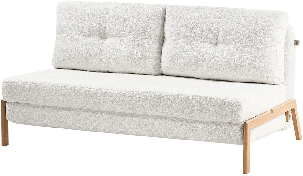 Beliani Dvivietė sofa lova EDLAND iš „Boucle“ audinio, balta