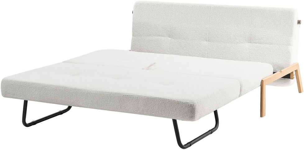 Beliani Dvivietė sofa lova EDLAND iš „Boucle“ audinio, balta