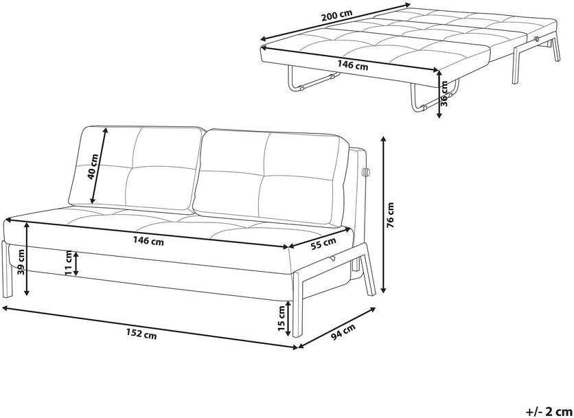 Beliani Dvivietė sofa lova EDLAND iš „Boucle“ audinio, balta