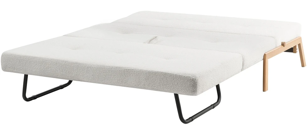 Beliani Dvivietė sofa lova EDLAND iš „Boucle“ audinio, balta