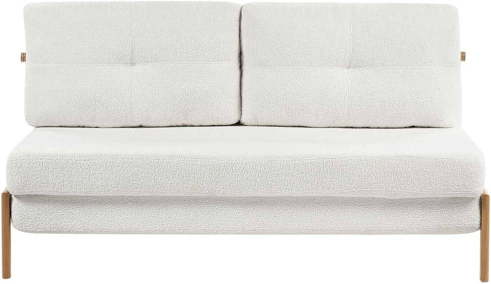 Beliani Dvivietė sofa lova EDLAND iš „Boucle“ audinio, balta