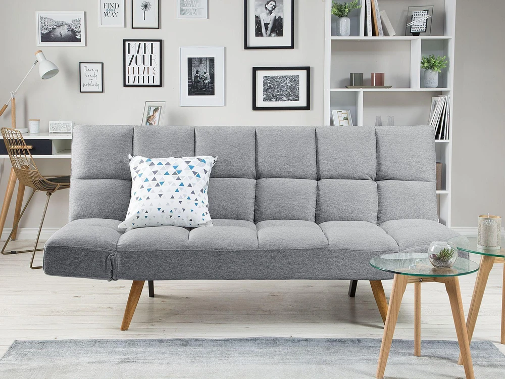 Beliani Dvivietė sofa-lova INGARO Pilka