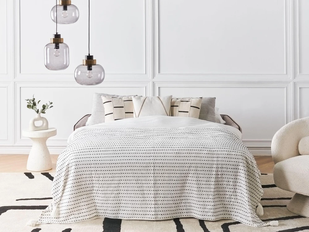 Beliani Dvivietė sofa lova ISHOJ šviesiai ruda