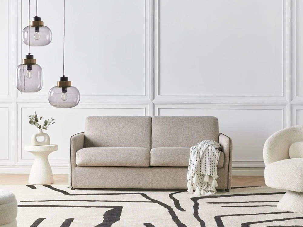 Beliani Dvivietė sofa lova ISHOJ šviesiai ruda