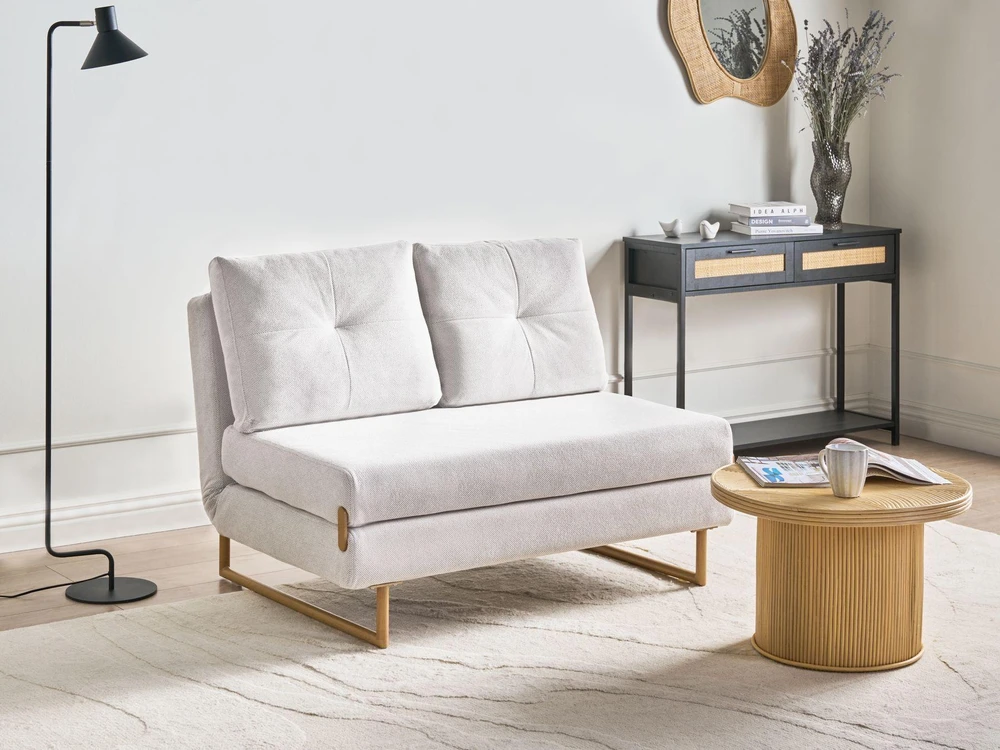 Beliani Dvivietė sofa lova JERSLEV, kreminė balta