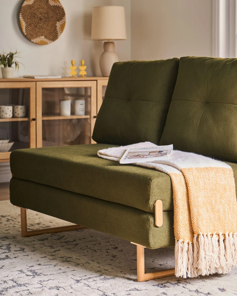 Beliani Dvivietė sofa lova JERSLEV Žalia