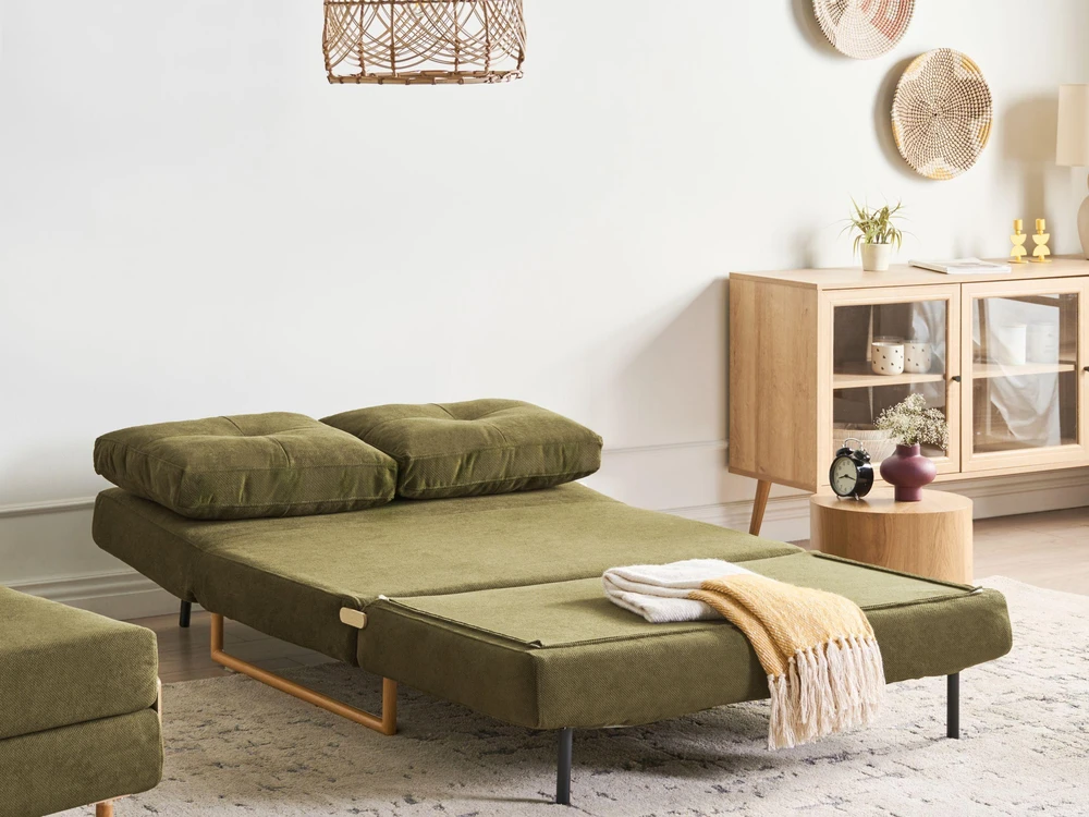 Beliani Dvivietė sofa lova JERSLEV Žalia