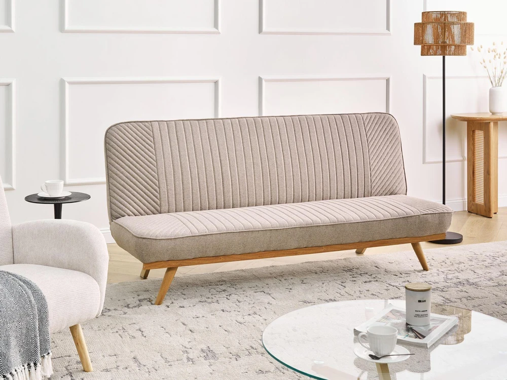 Beliani Dvivietė sofa lova KALFAFEL, šviesiai ruda
