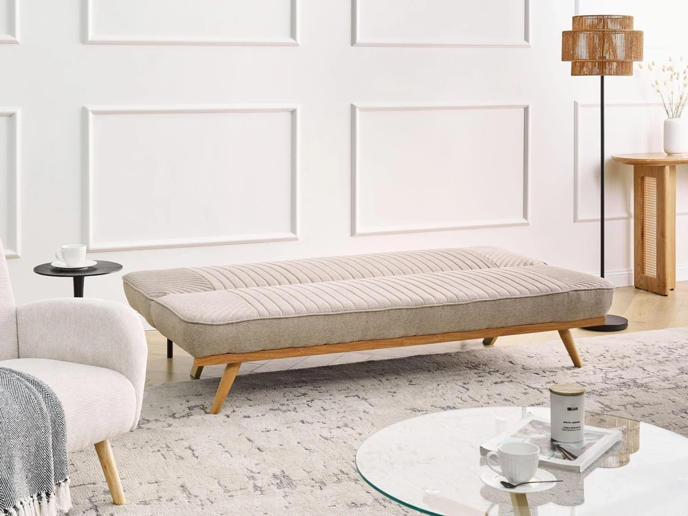 Beliani Dvivietė sofa lova KALFAFEL, šviesiai ruda