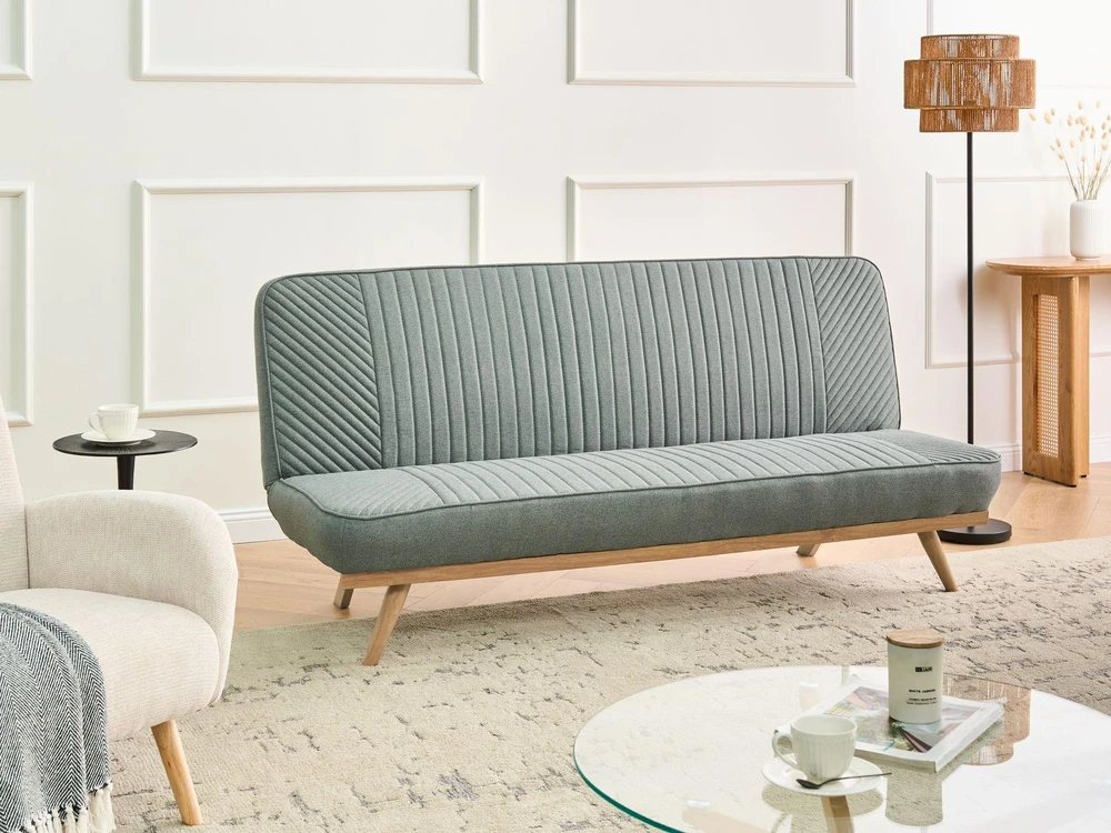 Beliani Dvivietė sofa lova KALFAFEL žalia