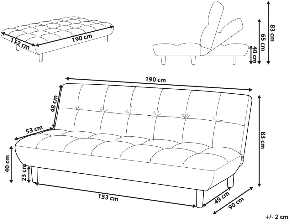 Beliani Dvivietė sofa-lova RISOR, šviesiai žalia