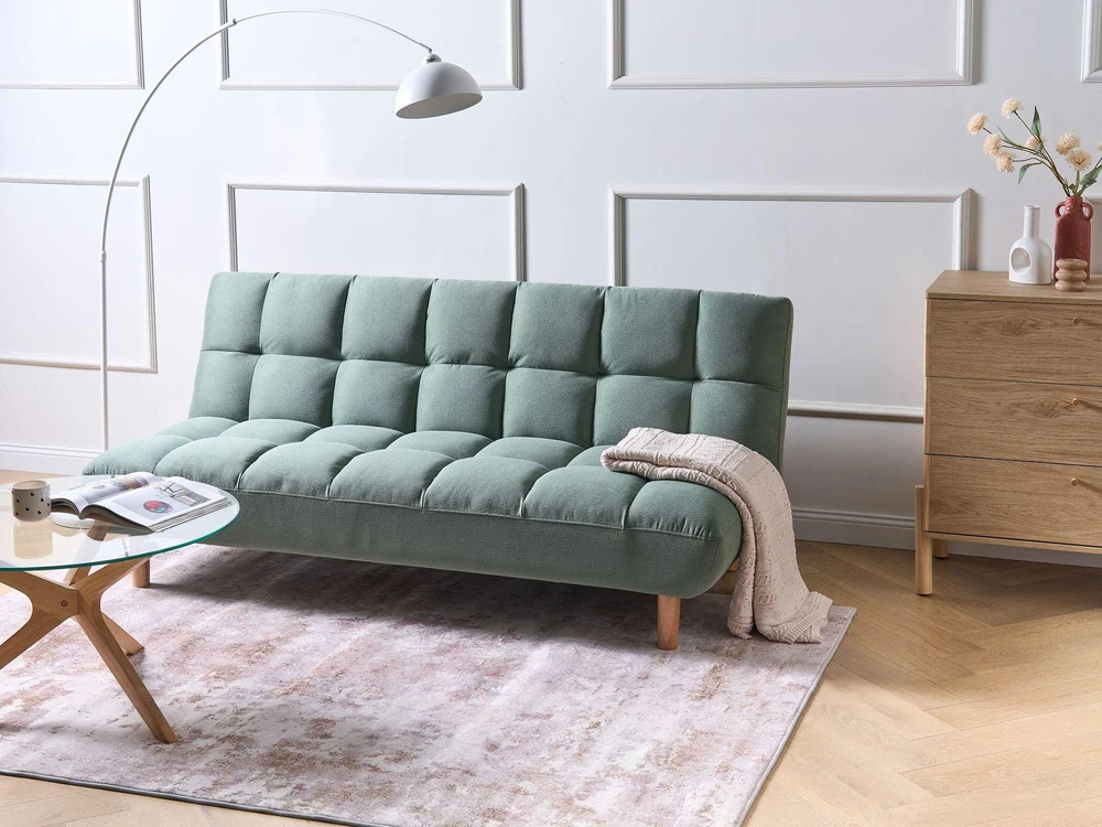 Beliani Dvivietė sofa-lova RISOR, šviesiai žalia