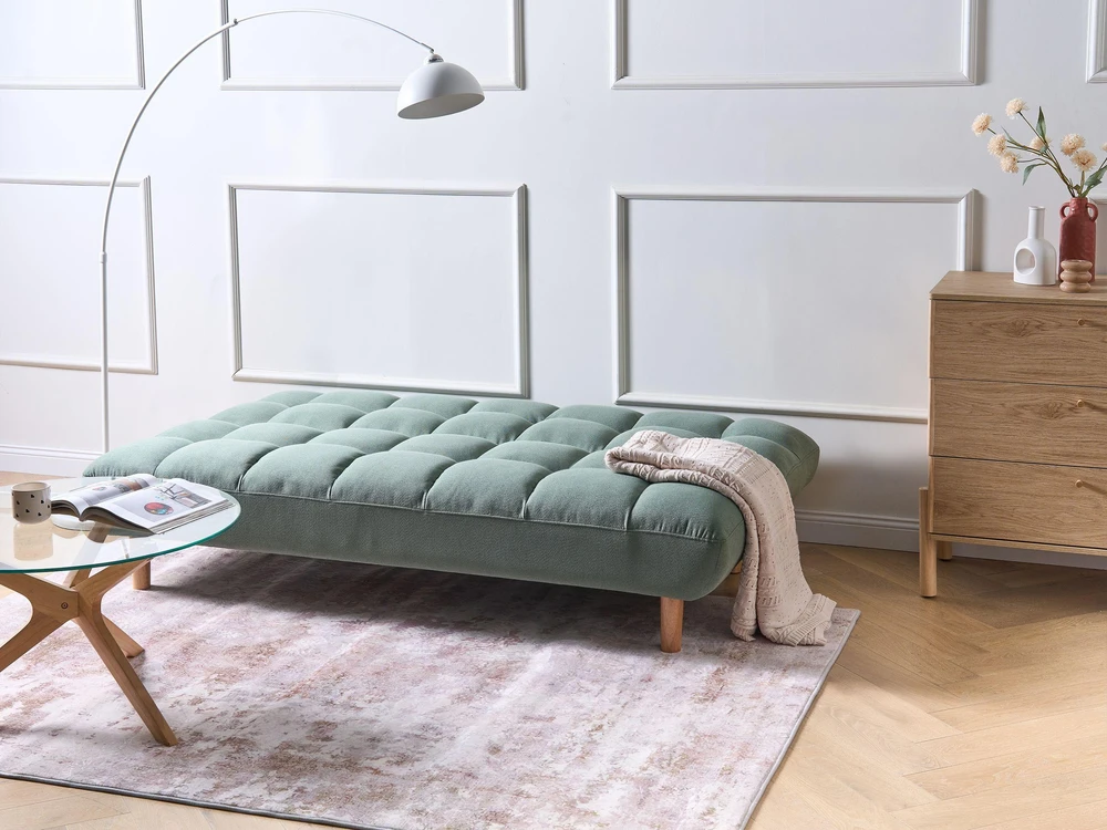 Beliani Dvivietė sofa-lova RISOR, šviesiai žalia