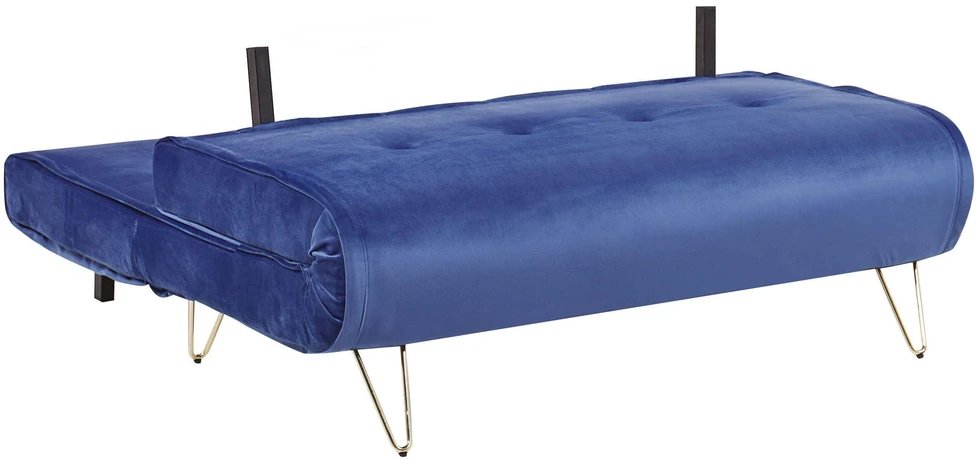 Beliani Dvivietė sofa lova VESTFOLD veliūrinė, tamsiai mėlyna