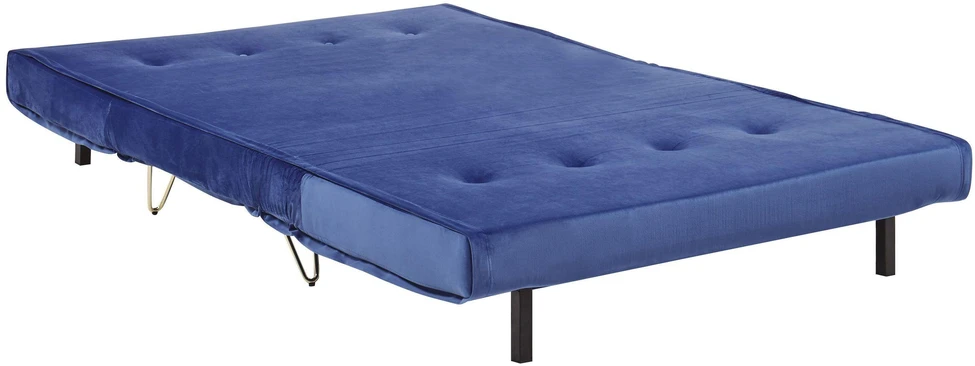 Beliani Dvivietė sofa lova VESTFOLD veliūrinė, tamsiai mėlyna