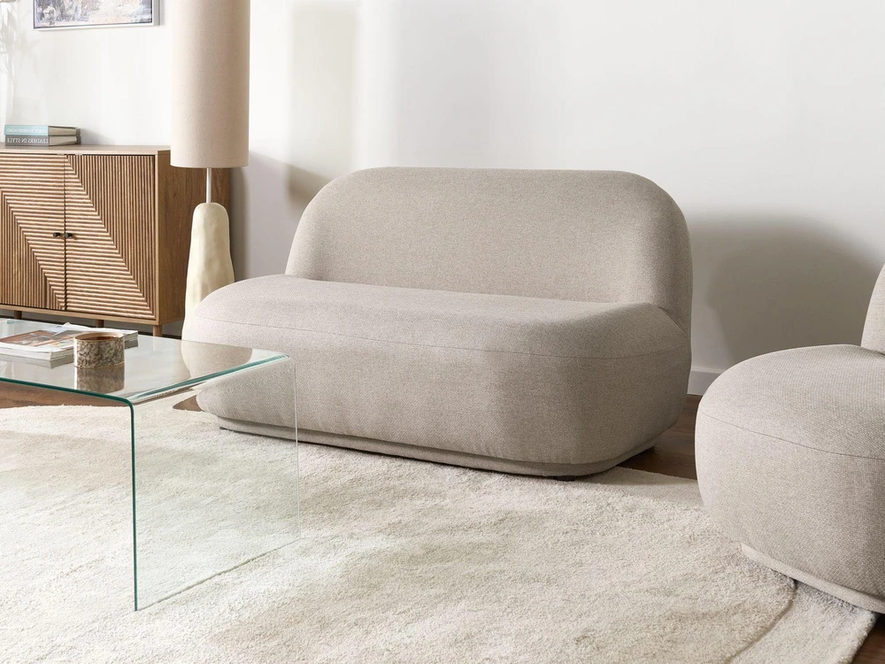 Beliani Dvivietė sofa LOVBERG, smėlio spalvos