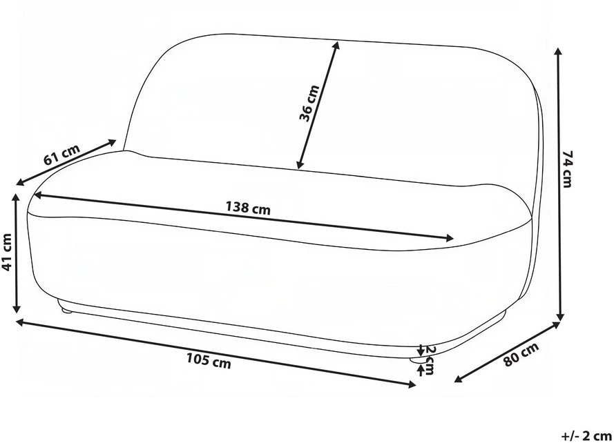Beliani Dvivietė sofa LOVBERG, smėlio spalvos