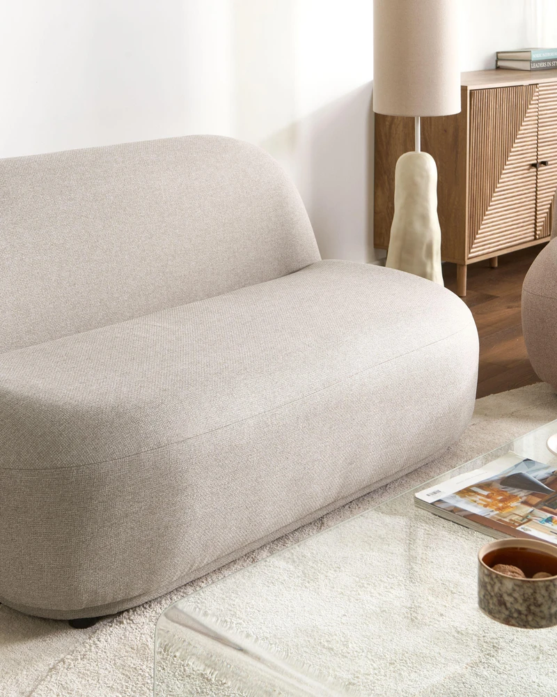 Beliani Dvivietė sofa LOVBERG, smėlio spalvos