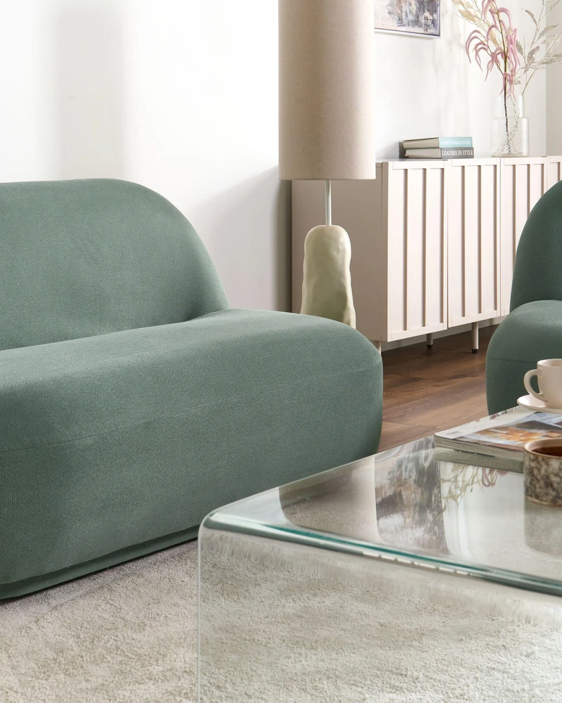 Beliani Dvivietė sofa LOVBERG šviesiai žalia