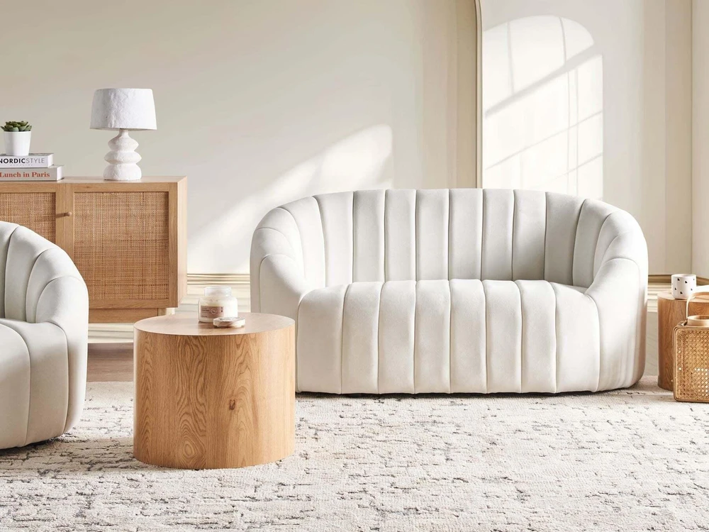 Beliani Dvivietė sofa MALUNG veliūrinė, spalva: balta