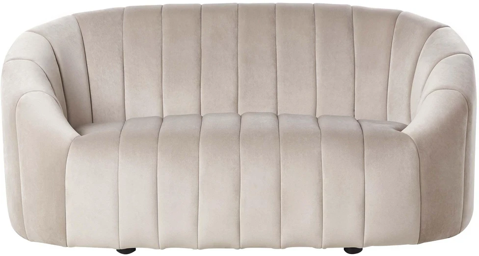 Beliani Dvivietė sofa MALUNG veliūrinė smėlio spalvos