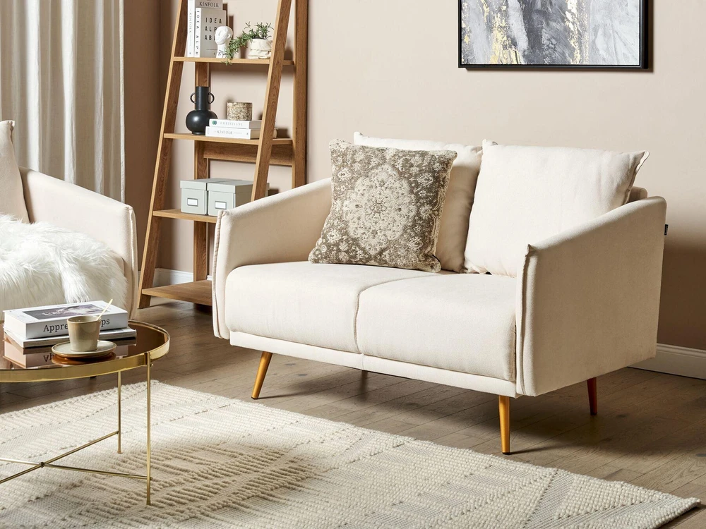 Beliani Dvivietė sofa MAURA, šviesiai smėlio spalvos