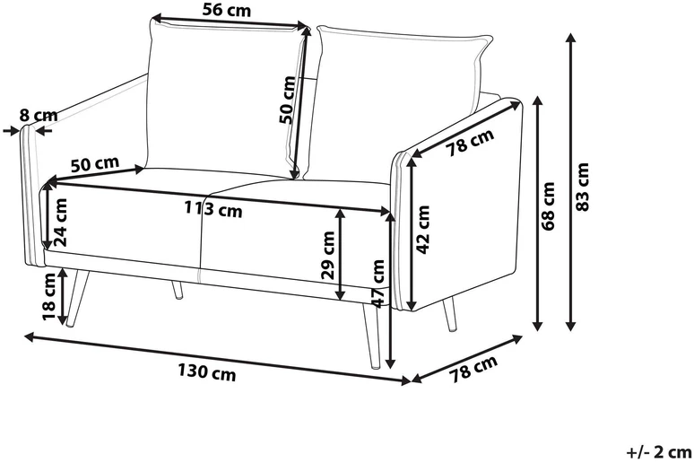 Beliani Dvivietė sofa MAURA, šviesiai smėlio spalvos