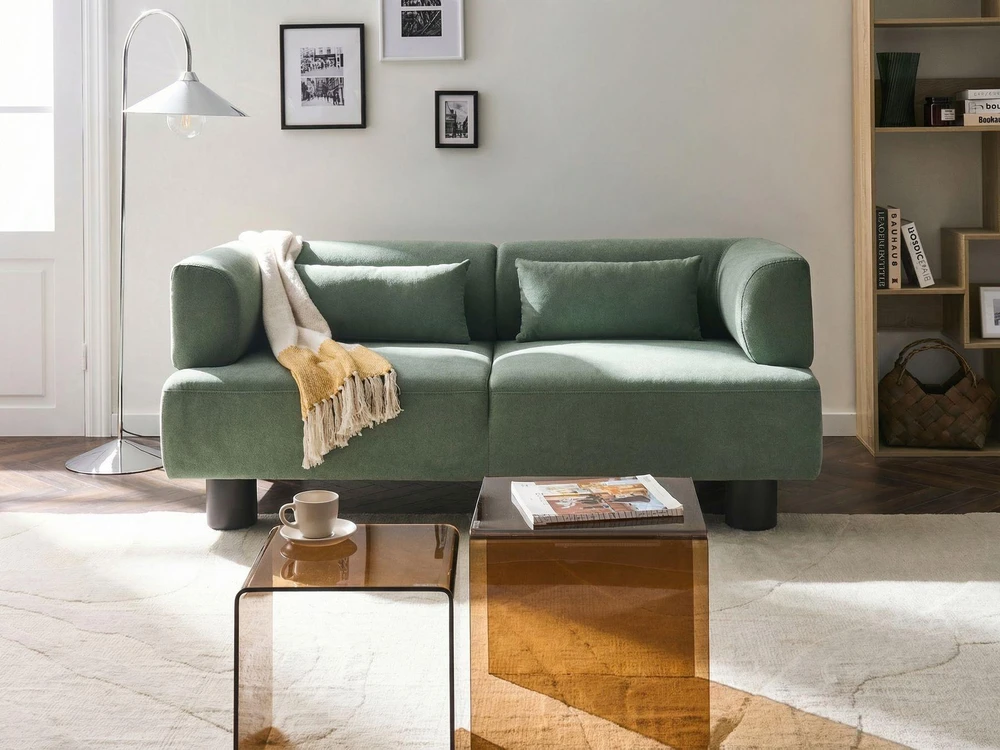 Beliani Dvivietė sofa MOVIK šviesiai žalia