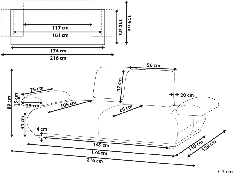 Beliani Dvivietė sofa NACKA Boucle, balta