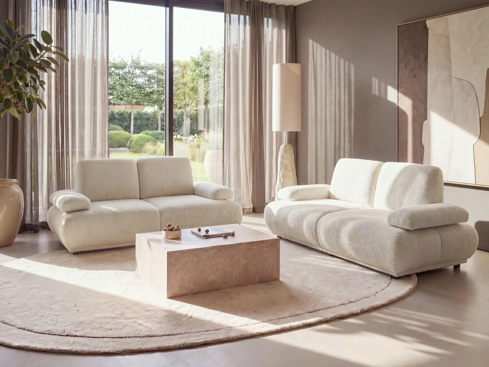 Beliani Dvivietė sofa NACKA Boucle, balta