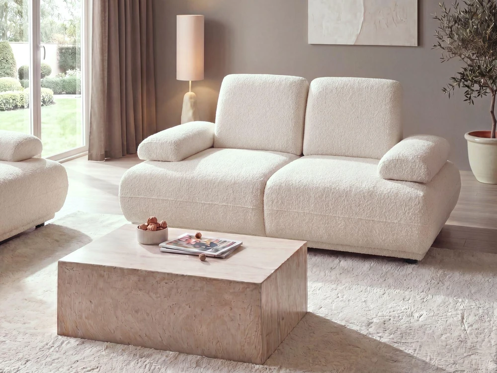 Beliani Dvivietė sofa NACKA Boucle, balta