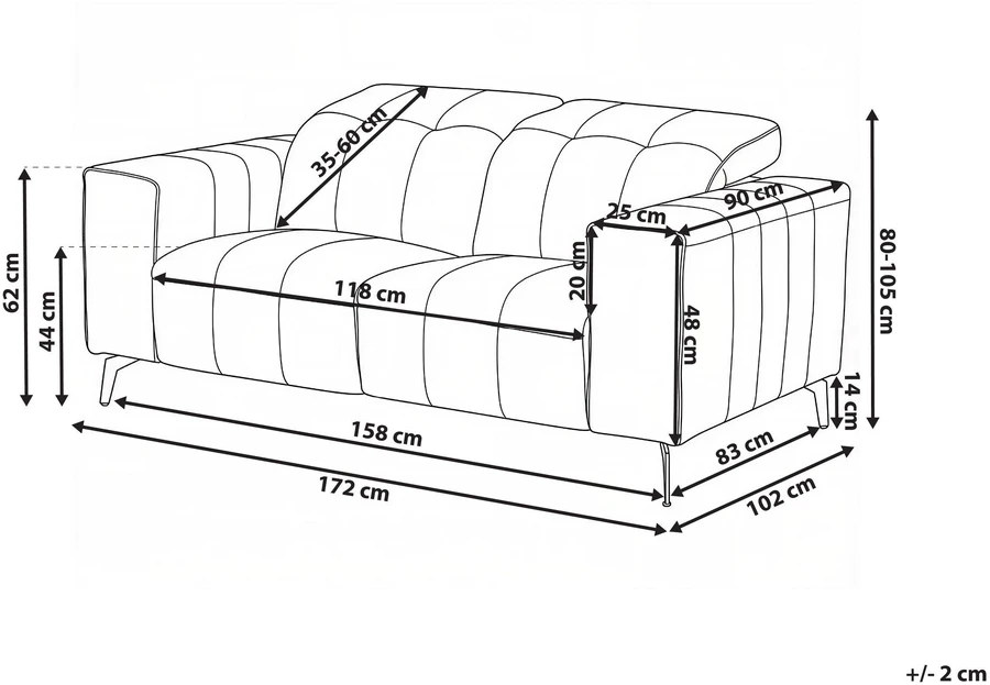 Beliani Dvivietė sofa OMMEL šviesiai smėlio spalvos