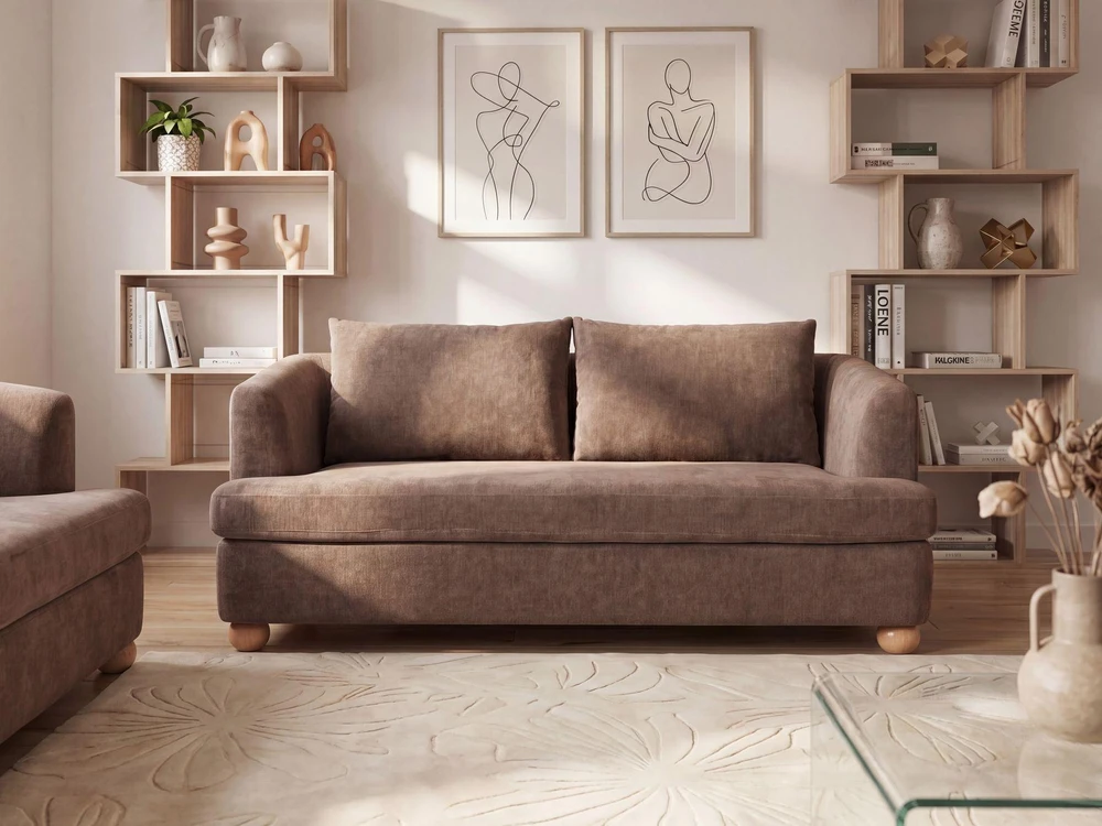 Beliani Dvivietė sofa RATTVIK šenilinė ruda